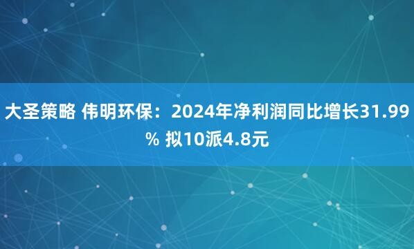大圣策略 伟明环保：2024年净利润同比增长31.99% 拟10派4.8元